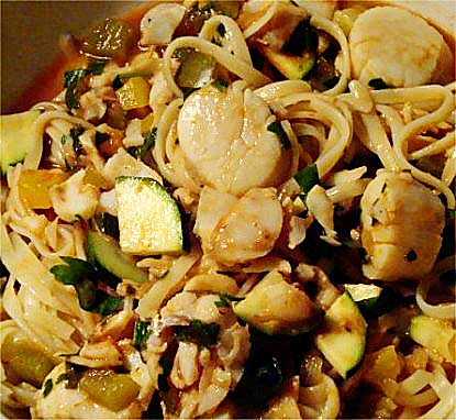 Seafood Italia over Angel Hair Pasta