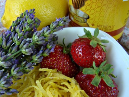 strawberries-lemon-zest-honey-lavender-for-jam