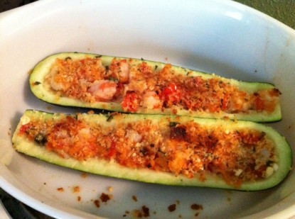 Basil Shrimp Stuffed Zucchini