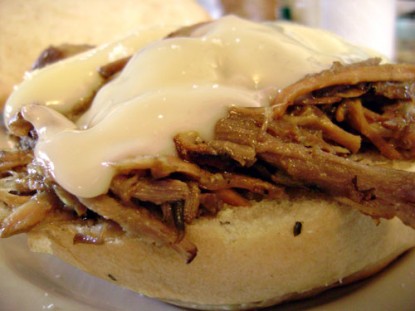 Crock Pot Pulled Pork with Rhubarb Sauce