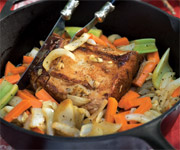 Cider-Braised Pork Loin with Carrots and Onion