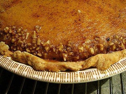 Pumpkin Pie with Rum and Walnuts